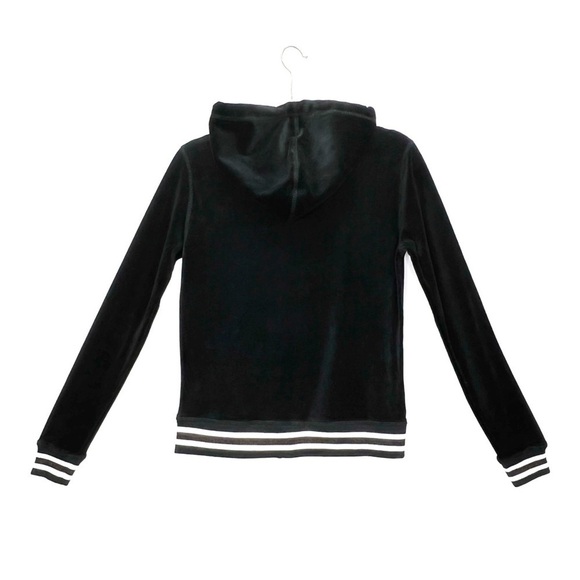 Betsey Johnson Velour Hoodie Zip Front Black Size Small Love! Lips Patch New NWT - Picture 2 of 8